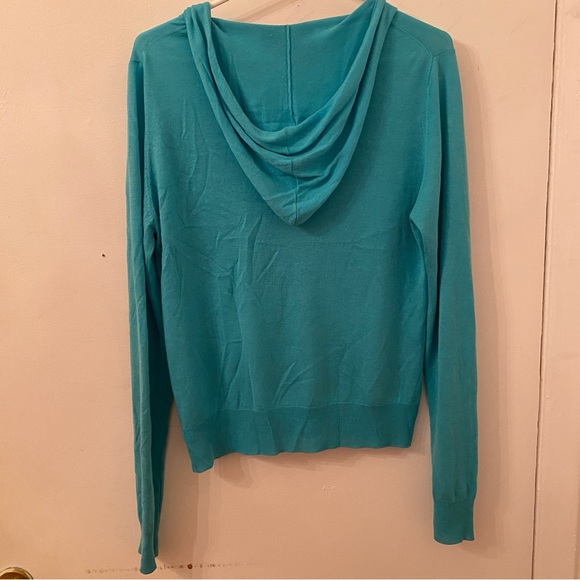 NWT Juicy Couture💥 - Silk & Cashmere Turquoise Cardigan with Hood - Size XL - Picture 13 of 16